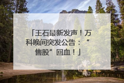 王石最新发声！万科晚间突发公告：“售股”回血！