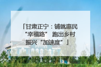 甘肃正宁：铺就惠民“幸福路” 跑出乡村振兴“加速度”