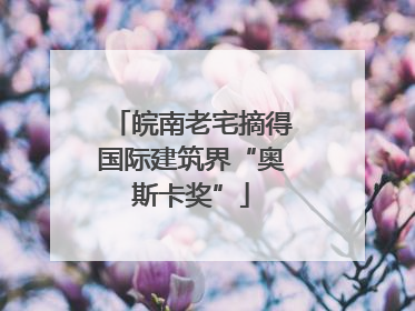 皖南老宅摘得国际建筑界“奥斯卡奖”