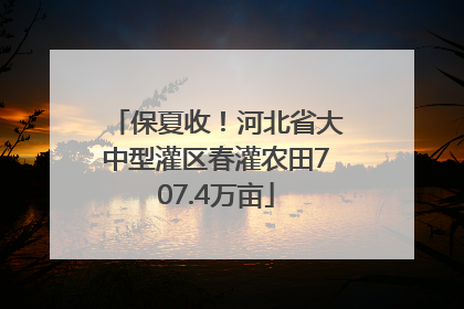 保夏收！河北省大中型灌区春灌农田707.4万亩