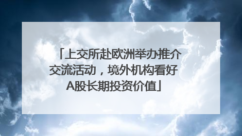 上交所赴欧洲举办推介交流活动，境外机构看好A股长期投资价值