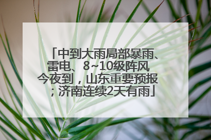 中到大雨局部暴雨、雷电、8~10级阵风今夜到，山东重要预报；济南连续2天有雨