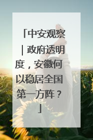中安观察｜政府透明度，安徽何以稳居全国第一方阵？