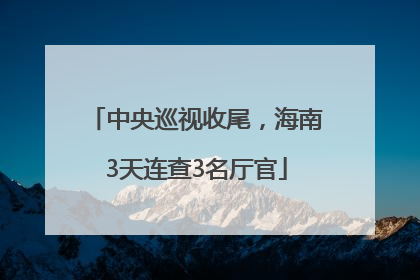 中央巡视收尾，海南3天连查3名厅官