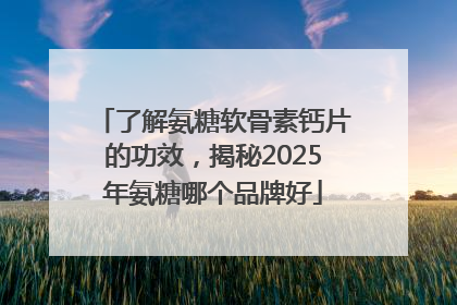了解氨糖软骨素钙片的功效，揭秘2025年氨糖哪个品牌好