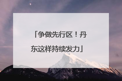 争做先行区！丹东这样持续发力