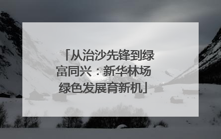 从治沙先锋到绿富同兴：新华林场绿色发展育新机