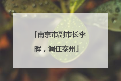 南京市副市长李晖,调任泰州