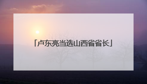 卢东亮当选山西省省长