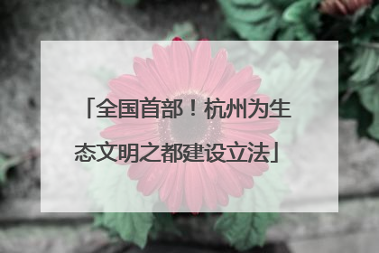 全国首部！杭州为生态文明之都建设立法
