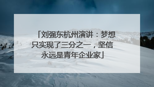 刘强东杭州演讲：梦想只实现了三分之一，坚信永远是青年企业家