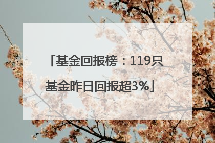 基金回报榜：119只基金昨日回报超3%
