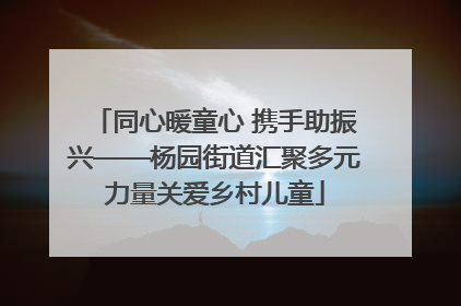 同心暖童心 携手助振兴——杨园街道汇聚多元力量关爱乡村儿童