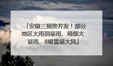 安徽三预警齐发！部分地区大雨到暴雨、局部大暴雨、8级雷暴大风