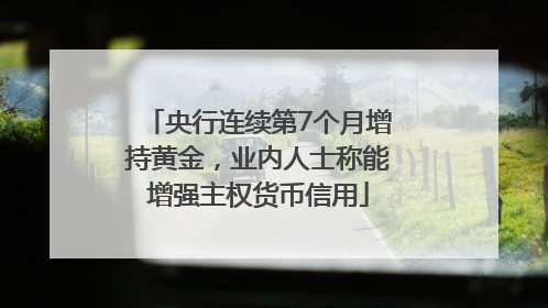 央行连续第7个月增持黄金，业内人士称能增强主权货币信用