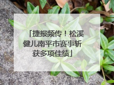 捷报频传！松溪健儿南平市赛事斩获多项佳绩