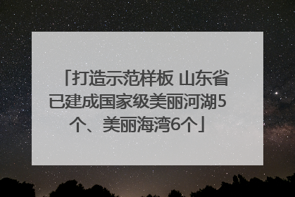 打造示范样板 山东省已建成国家级美丽河湖5个、美丽海湾6个