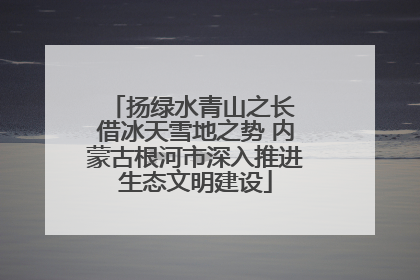 扬绿水青山之长 借冰天雪地之势 内蒙古根河市深入推进生态文明建设
