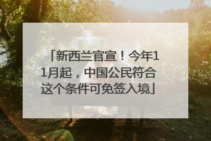 新西兰官宣！今年11月起，中国公民符合这个条件可免签入境