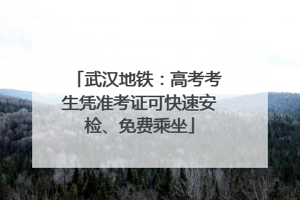 武汉地铁：高考考生凭准考证可快速安检、免费乘坐