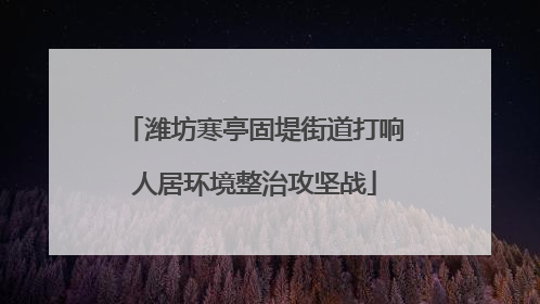 潍坊寒亭固堤街道打响人居环境整治攻坚战