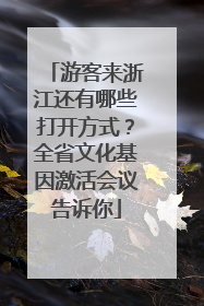 游客来浙江还有哪些打开方式？全省文化基因激活会议告诉你