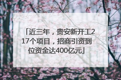 近三年，贵安新开工217个项目，招商引资到位资金达400亿元