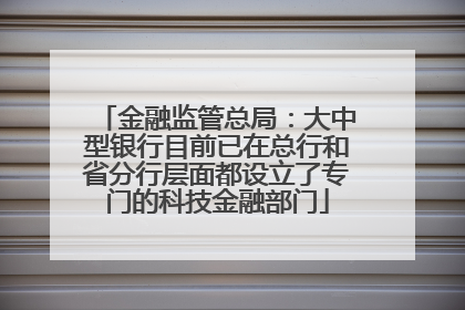 金融监管总局：大中型银行目前已在总行和省分行层面都设立了专门的科技金融部门
