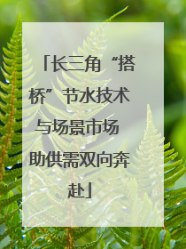 长三角“搭桥”节水技术与场景市场 助供需双向奔赴