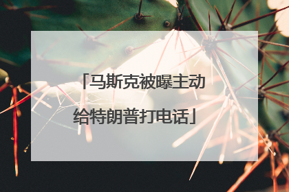 马斯克被曝主动给特朗普打电话