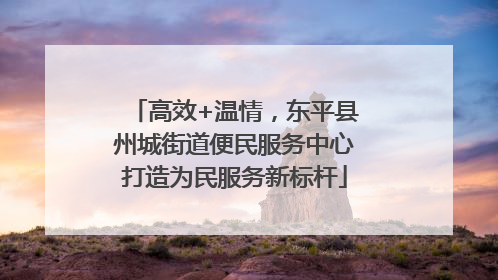 高效+温情，东平县州城街道便民服务中心打造为民服务新标杆