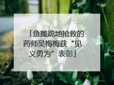鱼摊跪地抢救的药师吴梅梅获“见义勇为”表彰