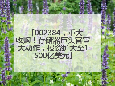 002384，重大收购！存储器巨头官宣大动作，投资扩大至1500亿美元