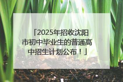 2025年招收沈阳市初中毕业生的普通高中招生计划公布！