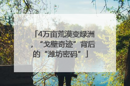 4万亩荒漠变绿洲，“戈壁奇迹”背后的“潍坊密码”